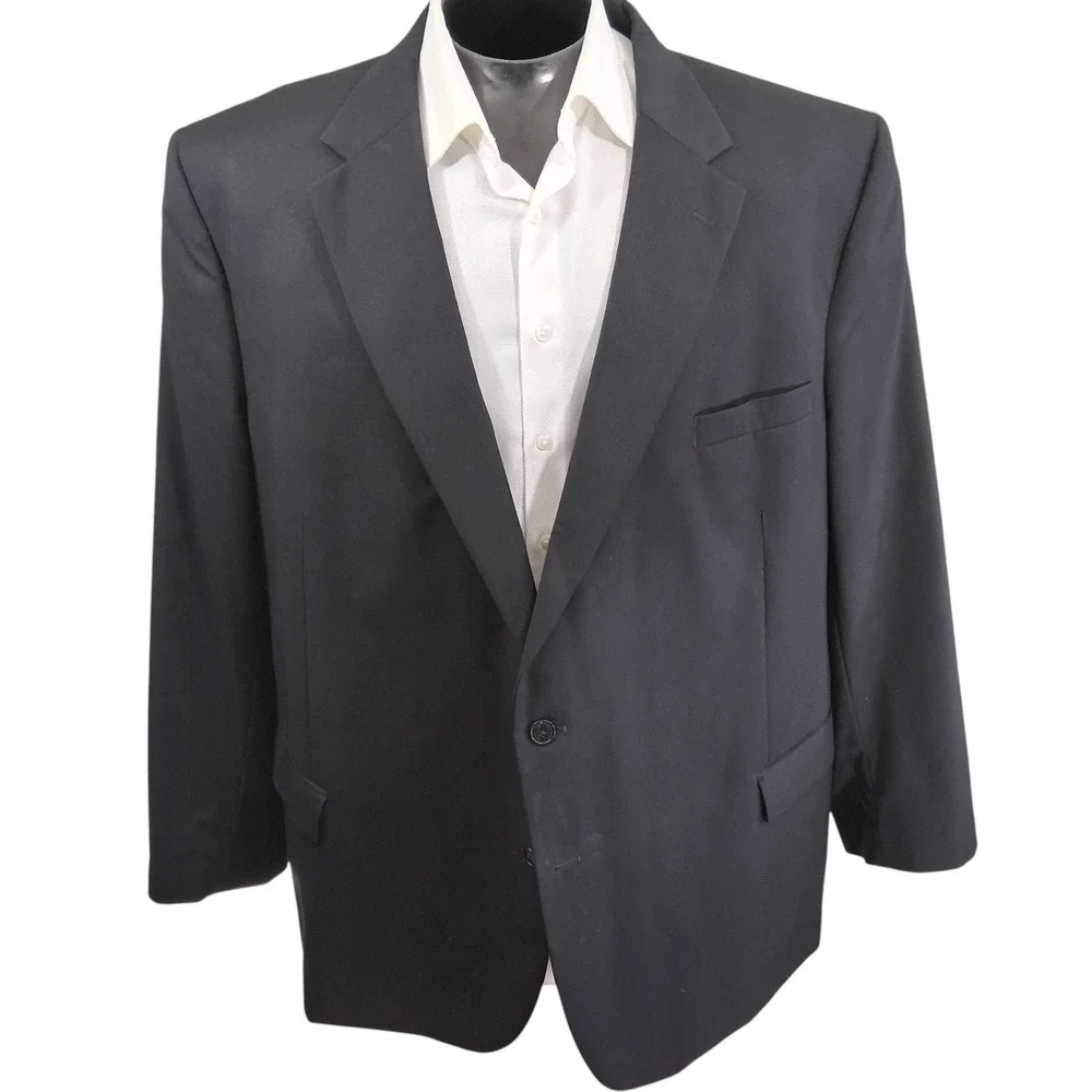 Jos. A. Bank Sport Coat 54R Solid Black Traveler Collection 100% Wool Regal Fit